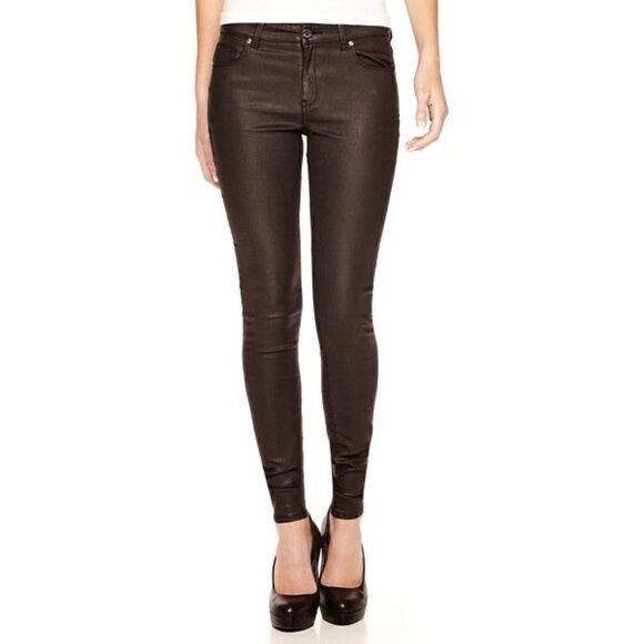Size 27 Black Orchid Brown Coated Denim Skinnies - Picture 2 of 6